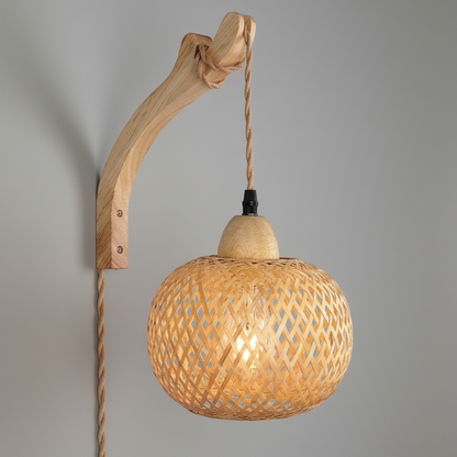 Kinkiet Bambusowy | Lampa Ścienna z Liny Konopnej