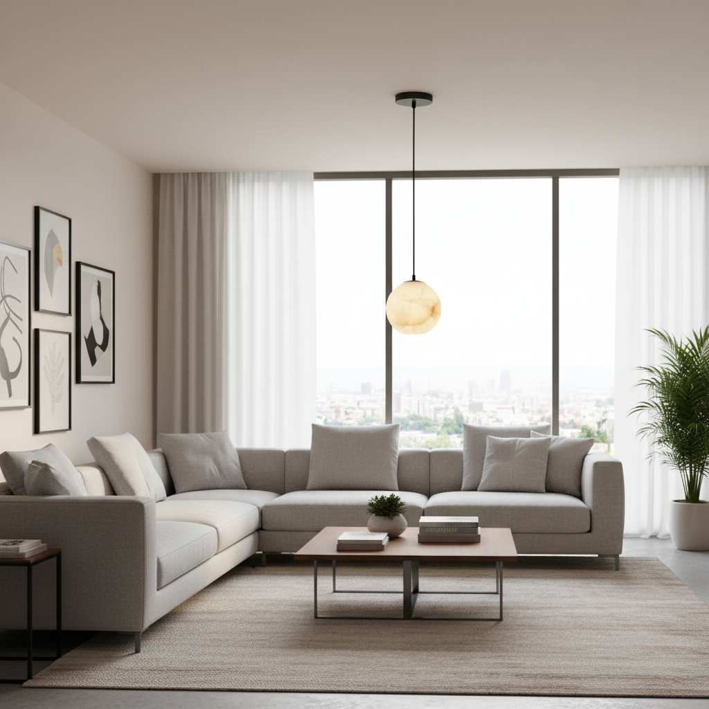 Lampa Wisząca Alabaster Globe | Lampa do Salonu Nowoczesna